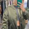 Donna Vanity Sirone | Giacca Bomber Kontatto Over Ize Verde Militare