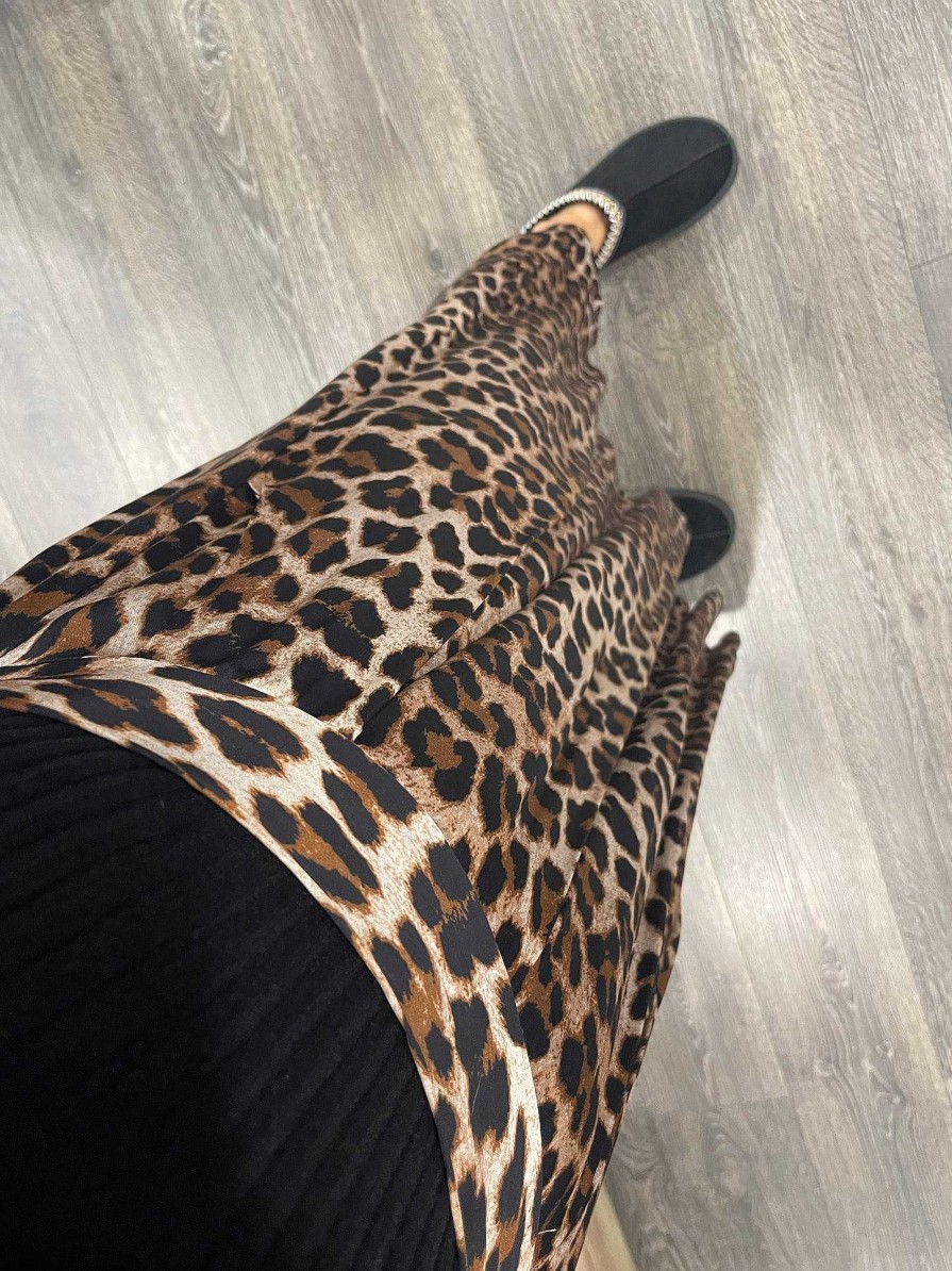 Donna Vanity Sirone | Gonna Animalier Leopardata Midi Kontatto In Vi Co A