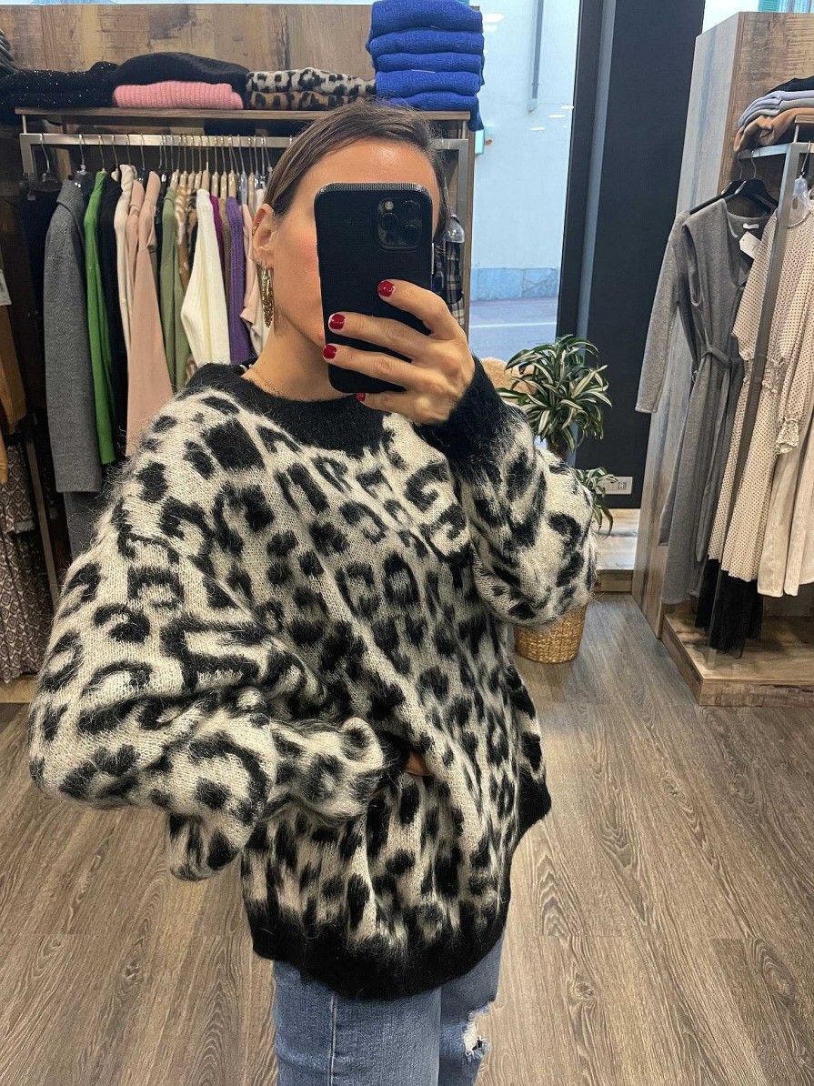 Donna Vanity Sirone | Maglione Oversize Girocollo Leopardato Kontatto